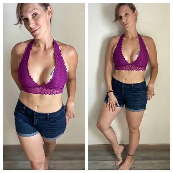 PINK Victoria’s Secret Lace Bralette Purple Small Adjustable Vacation Boho - Picture 3 of 9